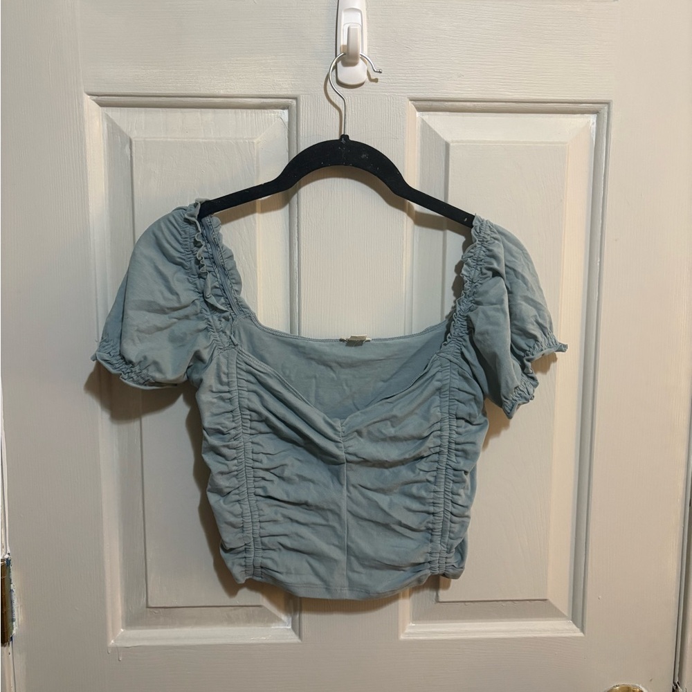 Garage Light Blue Ruched Blouse